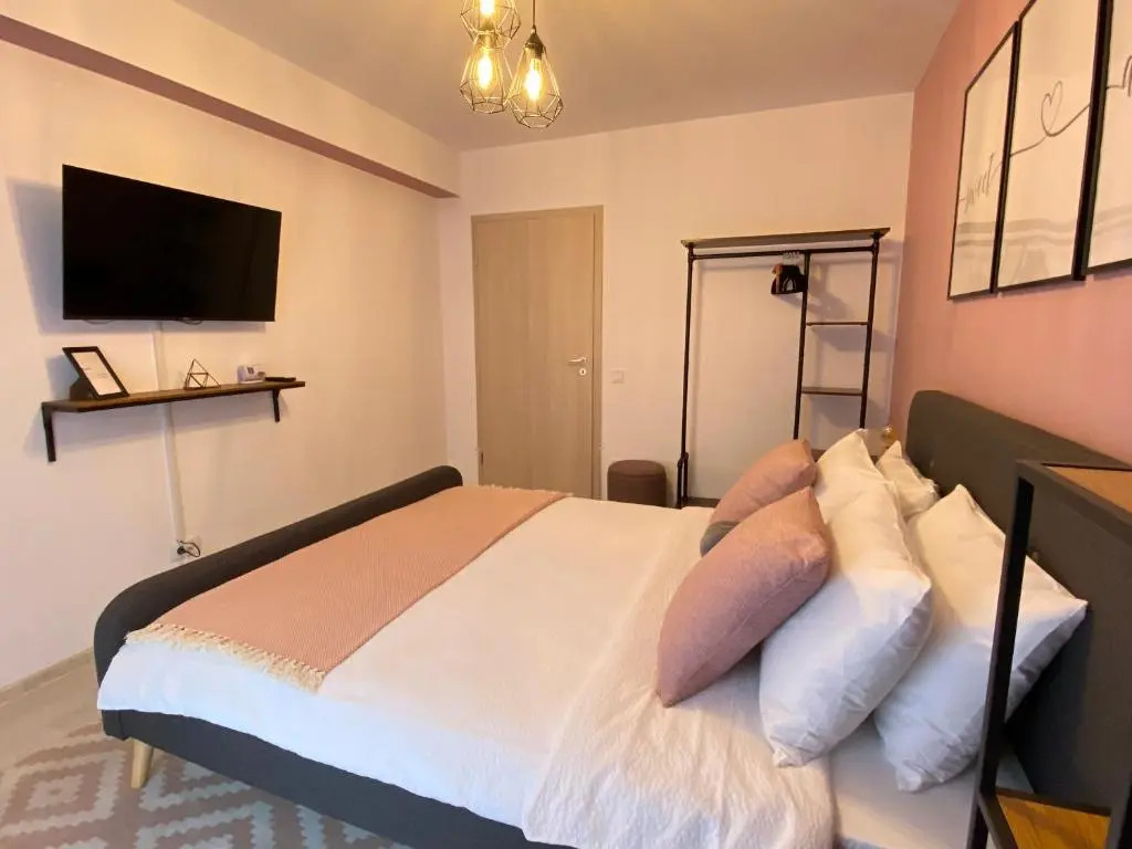 Wanderlust Home Pink, Rasnov Apt for 4, Wifi and Free Parking