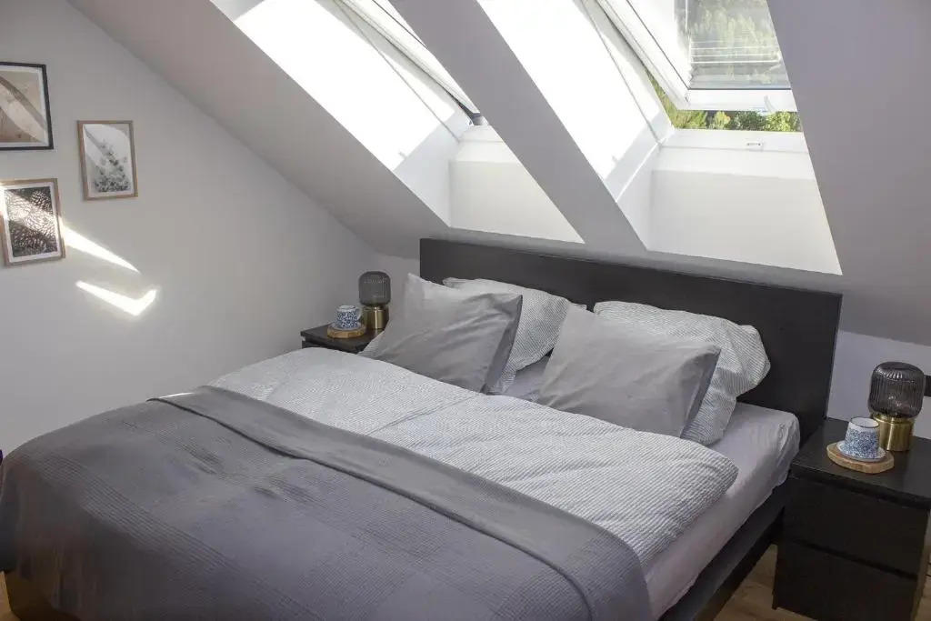 Enjoy Harrachov - Atraktivní slunný klimatizovaný apartmán 14 v centru Harrachova se saunou, parkováním s wallboxem EV, Wifi, herní konzolí, počítačem s win 10, Netflix a jedinečným výhledem na Čertovu horu se skokanskými můstky
