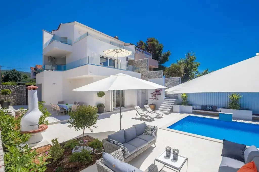 Luxury villa Punat with pool with sea view , 50m from the beach