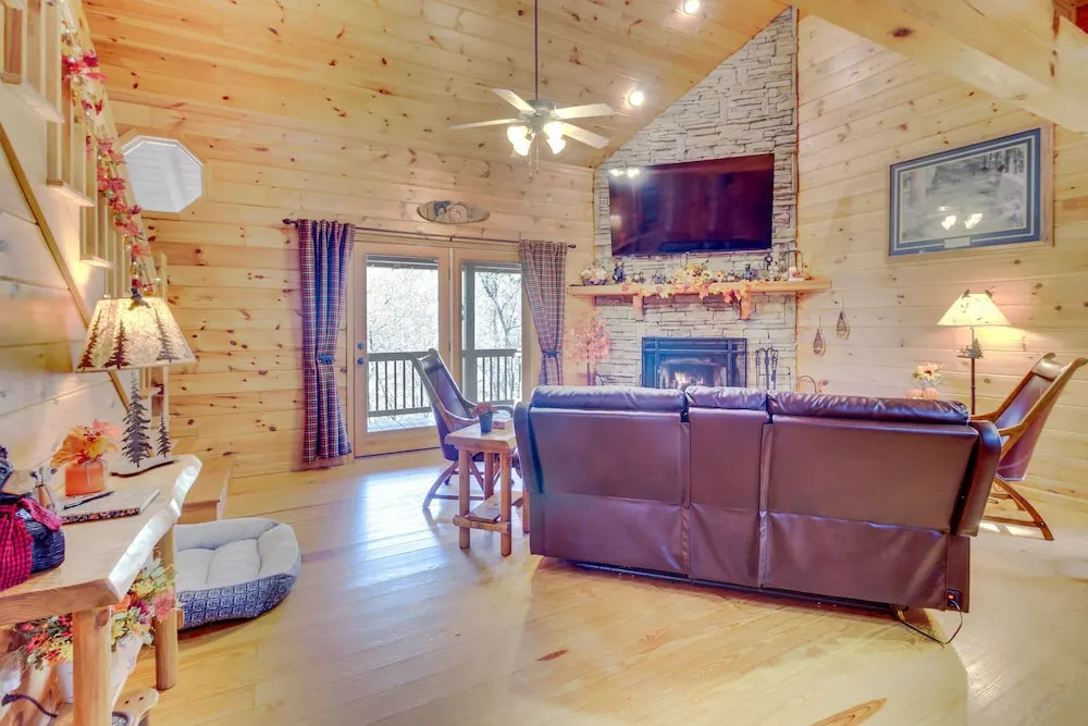 Riverfront Cabin w/ Wraparound Decks & Fire Pit!