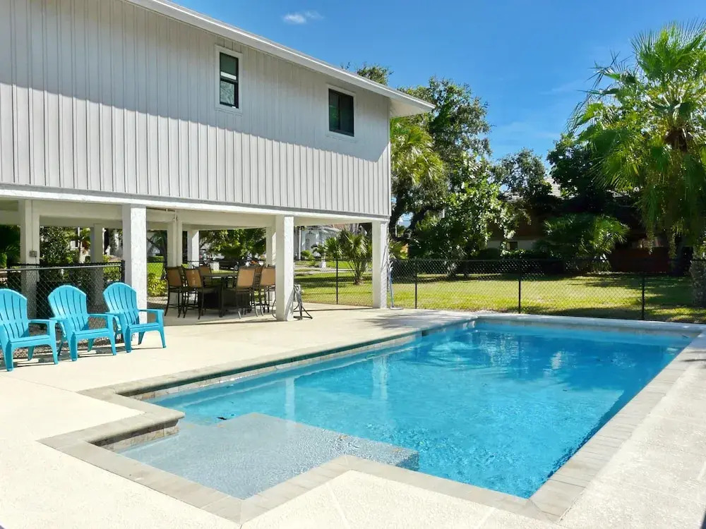 West-facing home with pool and 2nd floor porch