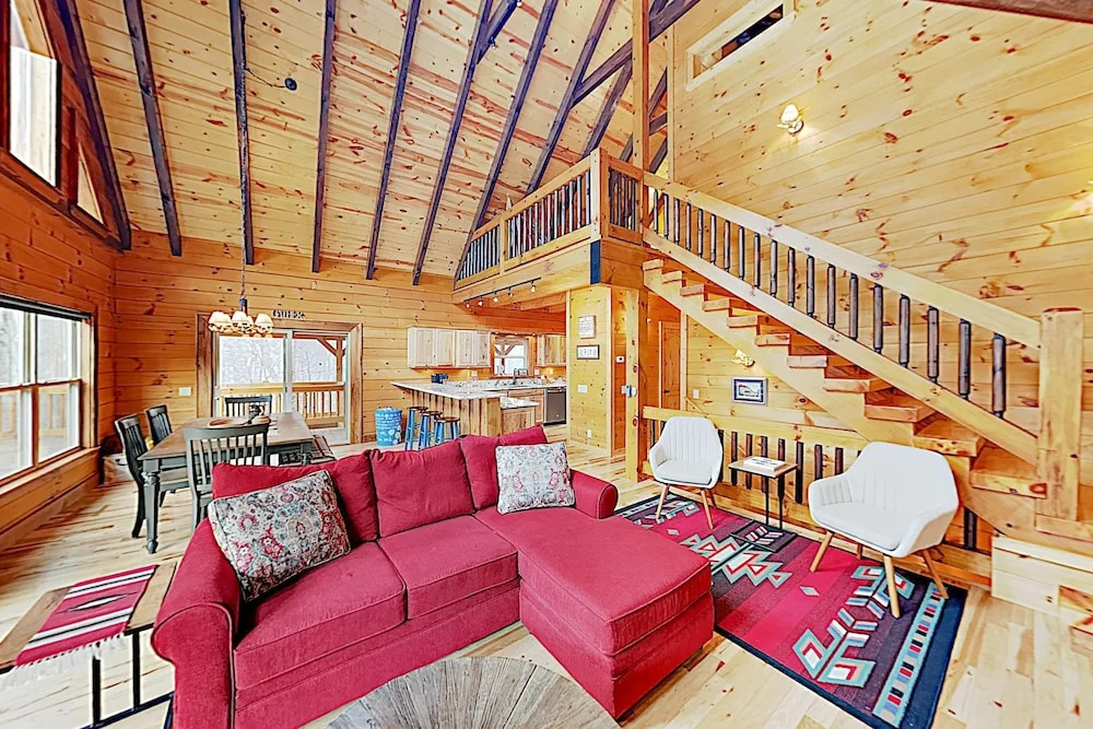 Mountain-chic W/ Fireplace & Wraparound Deck! 4 Bedroom Home
