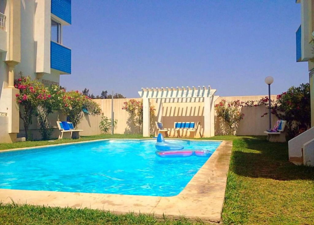 2 bedrooms appartement at Hammamet 100m away from the beach with sea view shared pool and balcony
