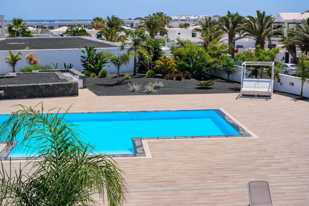 Sunset view modern private poolside apartment