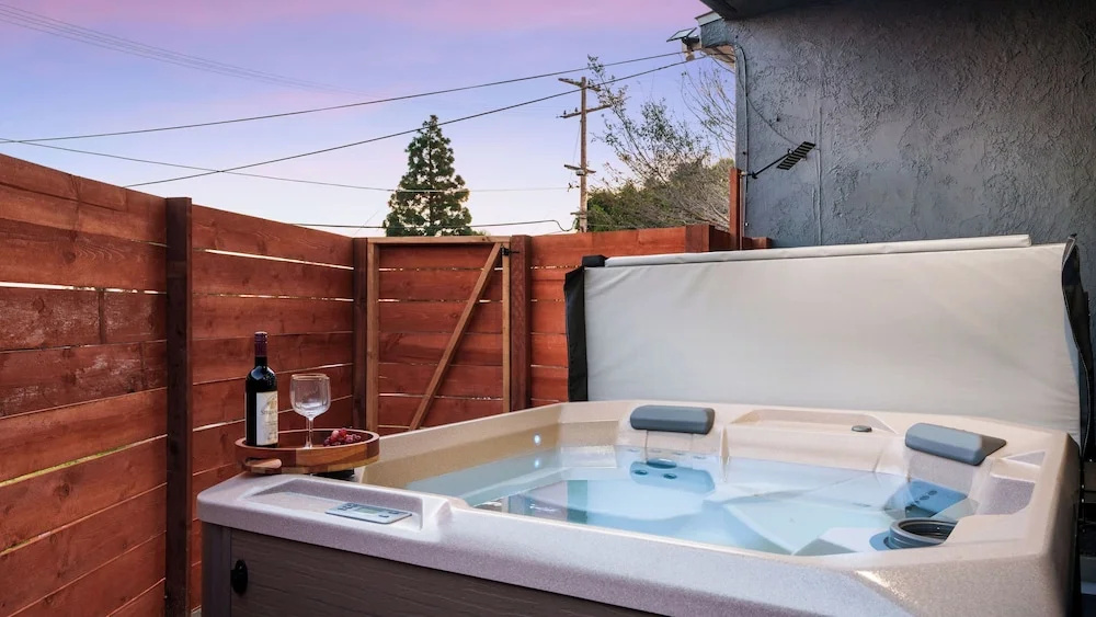 Hot Tub BBQ Island Outdoor Living Near San Diego Beaches Glidden Glow by Avantstay