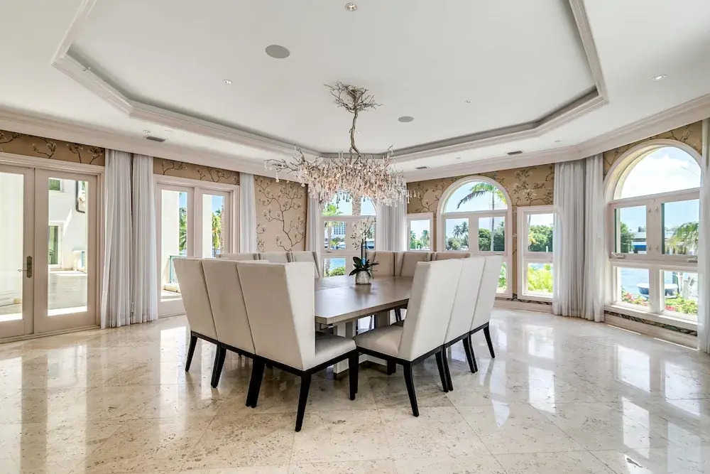 Waterfront Mansion With Game Room Gym Media Room and Guest House