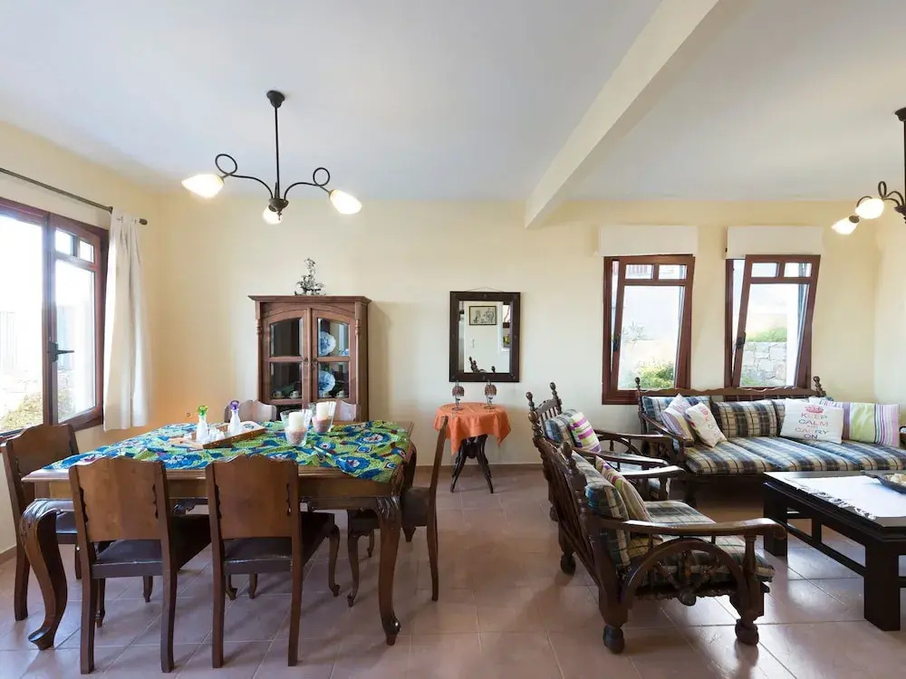 Villa with Private Pool & Souda Bay View in Very Nice Village near Chania
