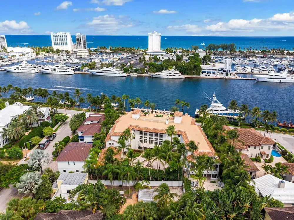 Waterfront Mansion With Game Room Gym Media Room and Guest House