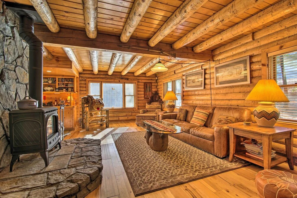 5 Mi to Hiking: Custom Cabin w/ Deck in Arnold!