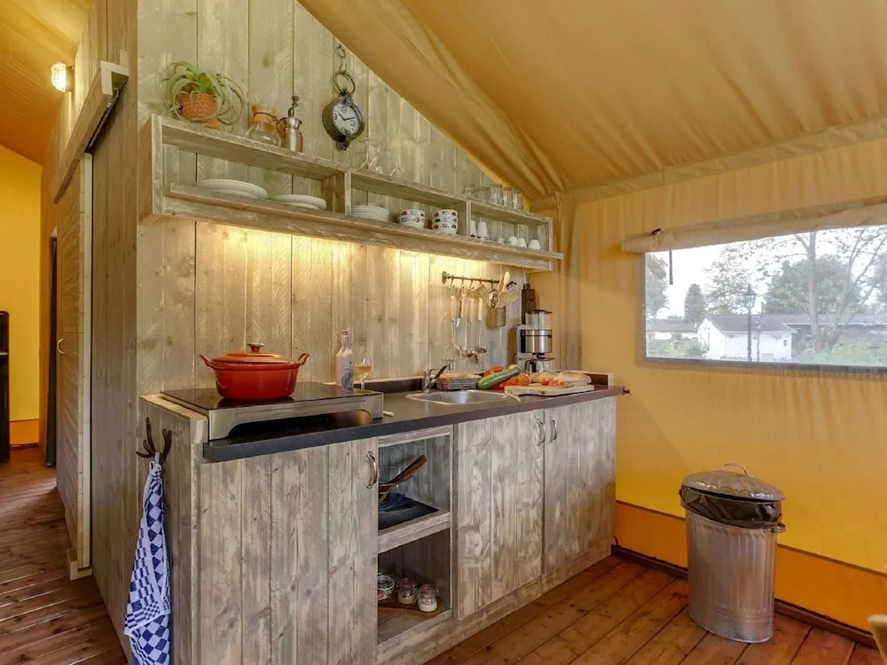 Tent Lodge With Sanitary Facilities at the Bedafse Bergen - Campsite