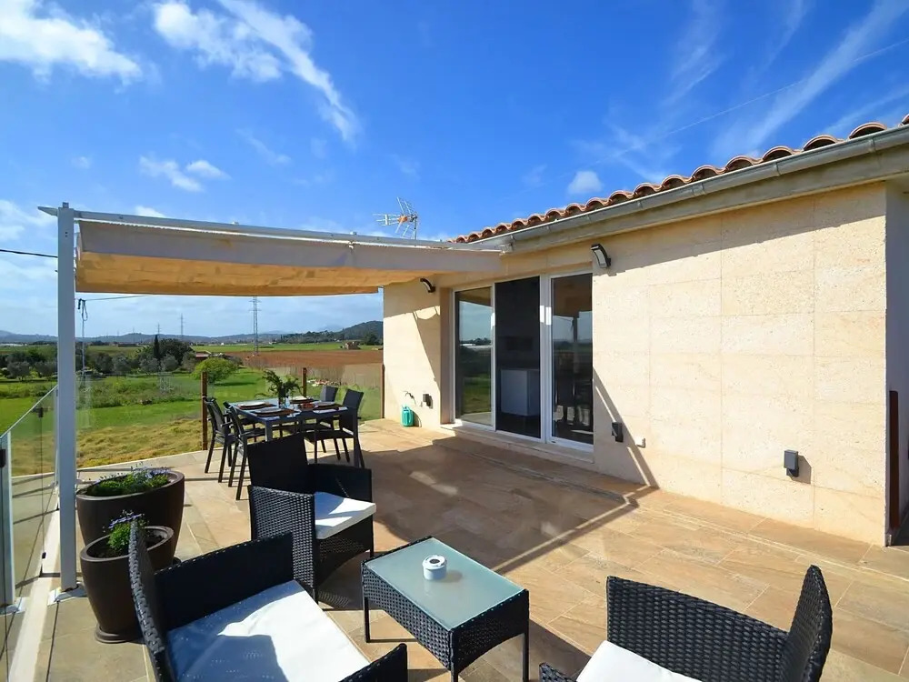 Modern Country House with Private Pool Located in An Orange Field