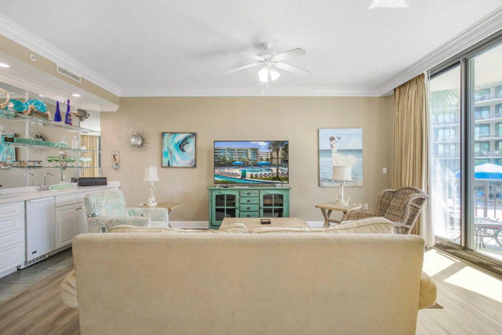 Condo on bay with boat launch and multiple pools