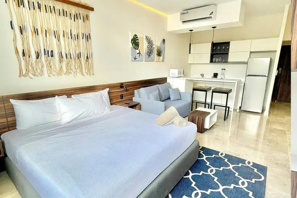 Fresh and Stylish Studio Aldea Zama rooftop pool Mya 109