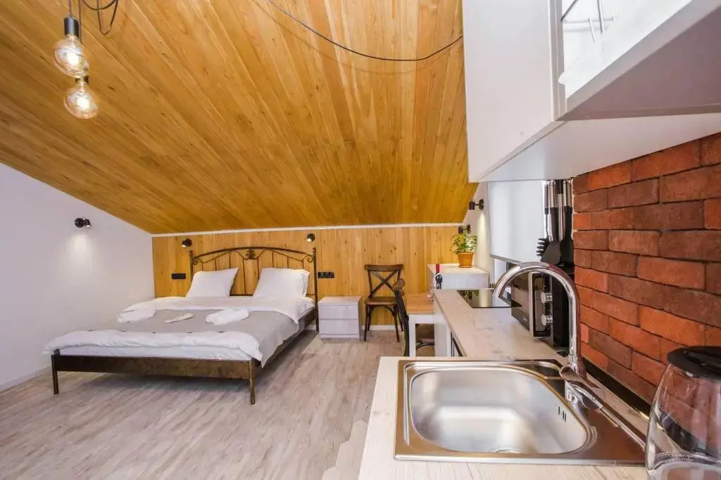 Studio in Old Tbilisi wwooden ceiling