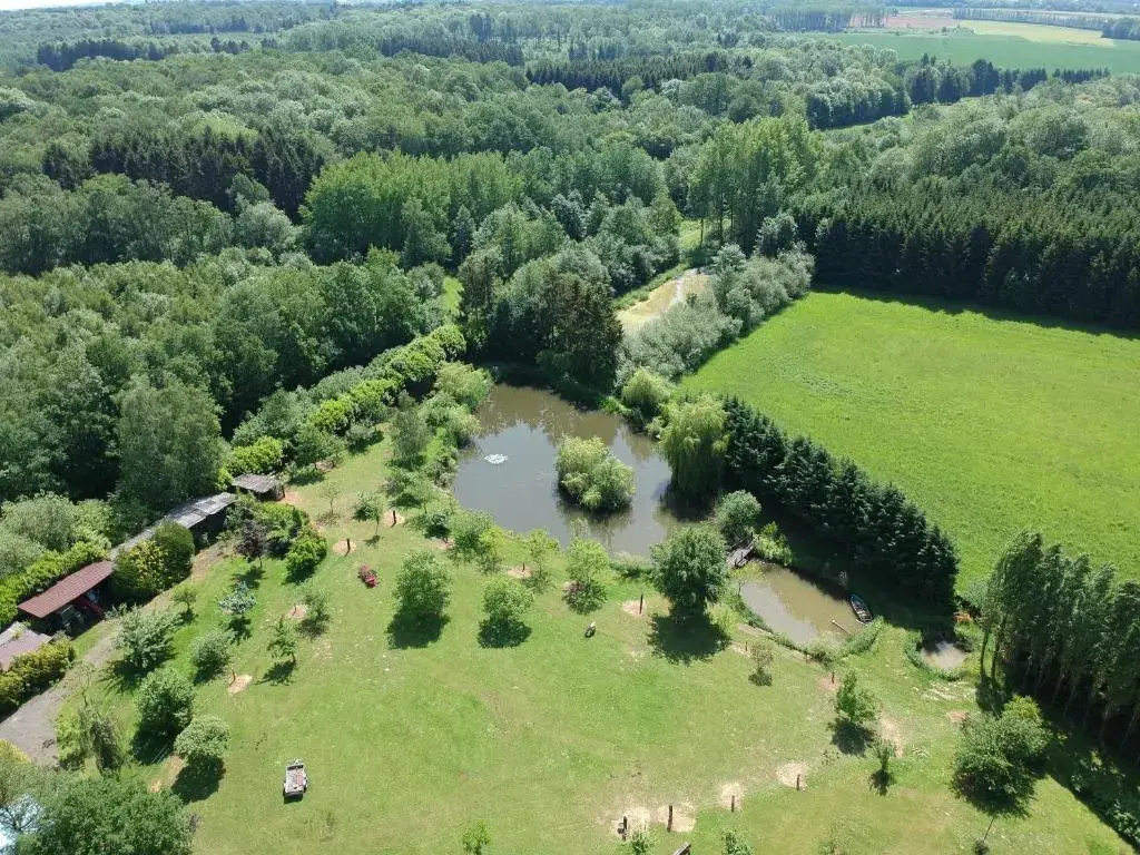 le bateau sur lac privé de 2 hectares poissonneux au milieu des bois