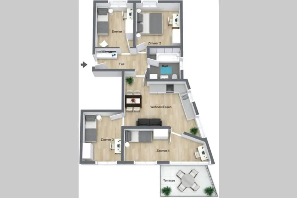 Apartment Bodensee mit 4 Zimmern und Sonnenterrasse