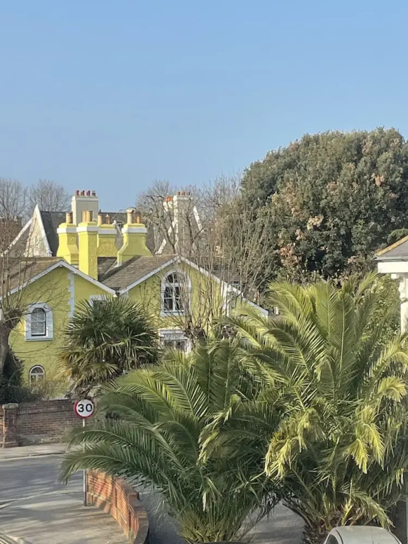 Between the beach and the shops