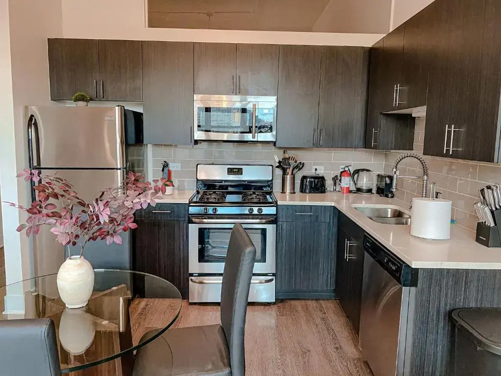 McCormick Place modern loft with an amazing city skyline view and optional parking for 6 guests