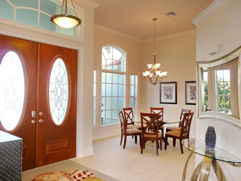 Pet-friendly waterfront home with heated pool and spa