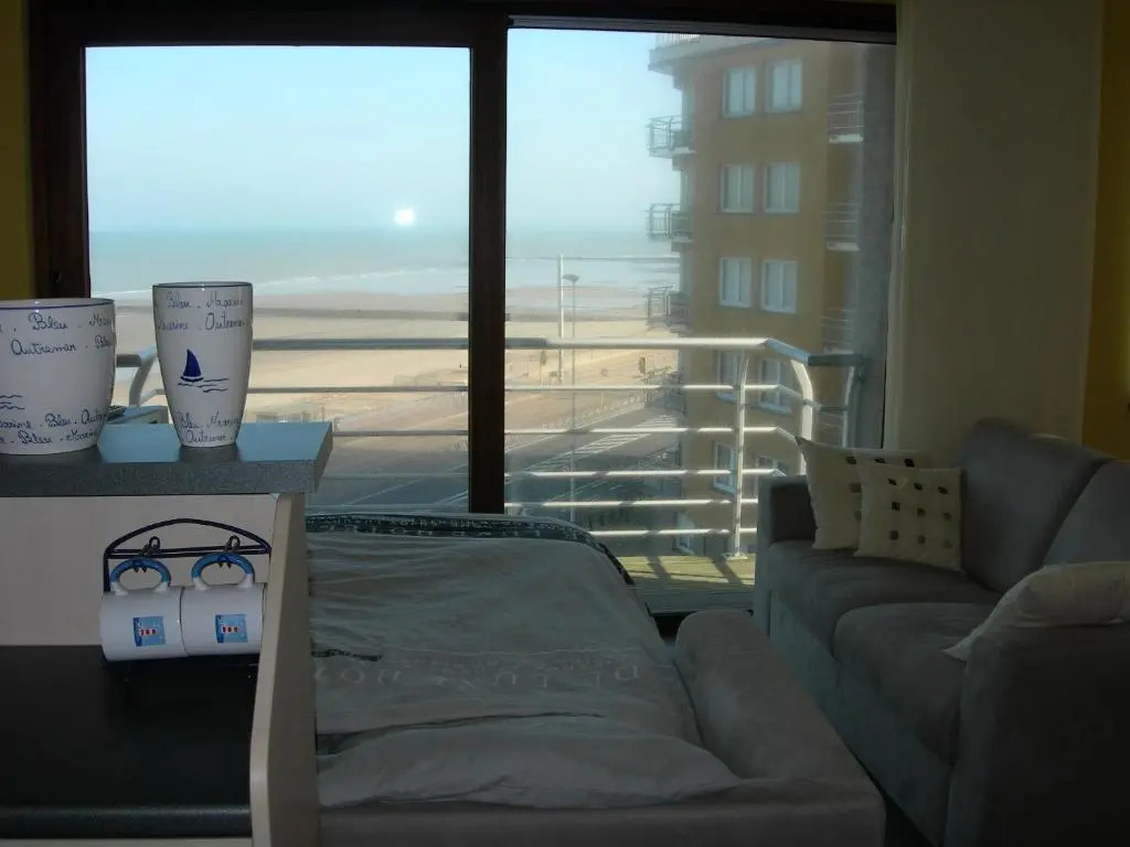 Studio apartment 'De Strandwandeling' with frontal sea view near Ostend