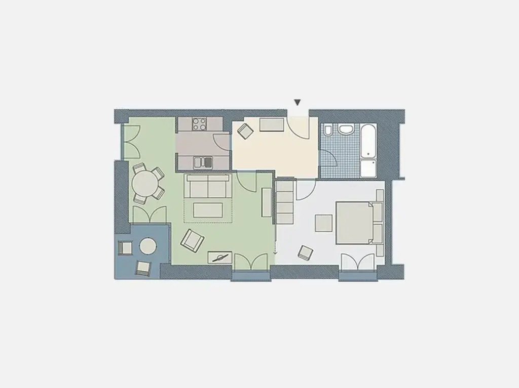 Kaiservillen Heringsdorf - Appartement mit 1 Schlafzimmer und Terrasse D102
