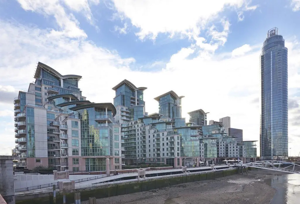 Riverside Apartments by River Thames, in Central London