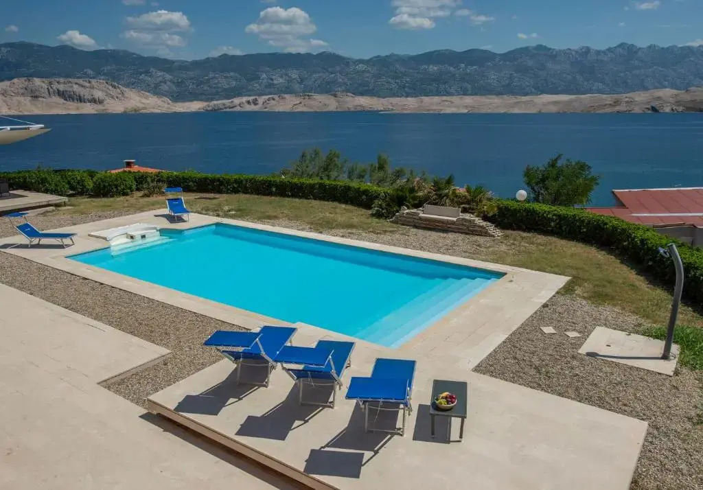 Luxury Seafront Villa Exclusive Pag with private pool by the beach on Pag island