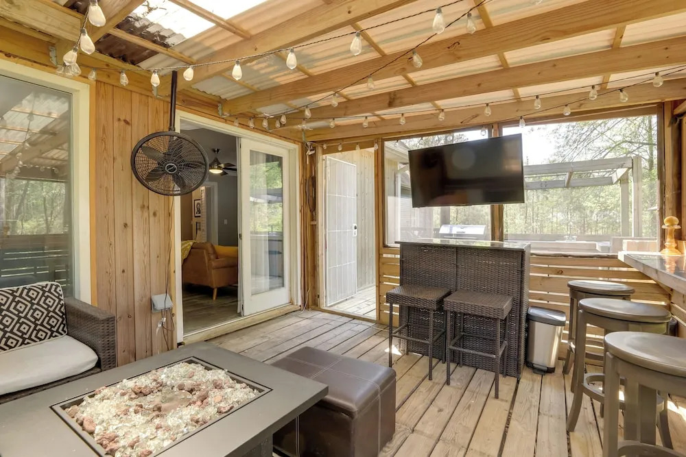 Deck & Hiking Trails: Luxe Georgia Farm Retreat