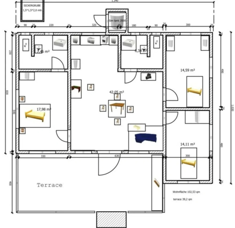 selfcatered Family house for 1-6 people in Jambiani, 400 meter from the beach