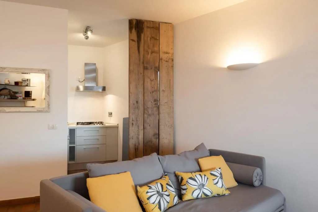 The property includes a double bedroom, a bathroom with a shower, large living room with sofa-bed (f-FIGAROLO1_PP