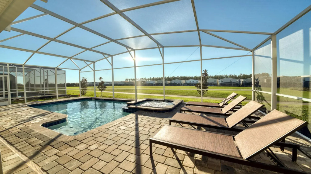 Modern 9BR Family Villa Close Disney w Pool SPA