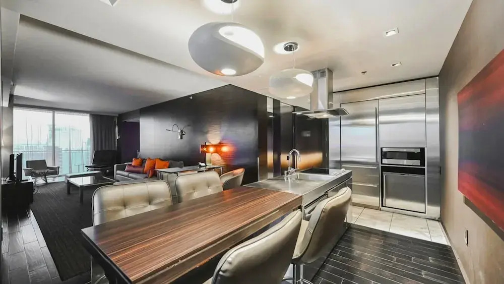 1 Bedroom Balcony Collection Living Room & Jet Tub Bath - StripSuite Palms Place Hotel, Resort & Casino - NO RESORT FEE