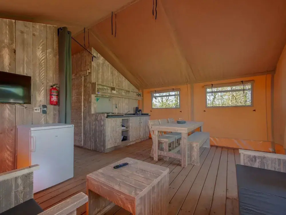 Nice Safari Tent With Bathroom, at Hunebedcentrum