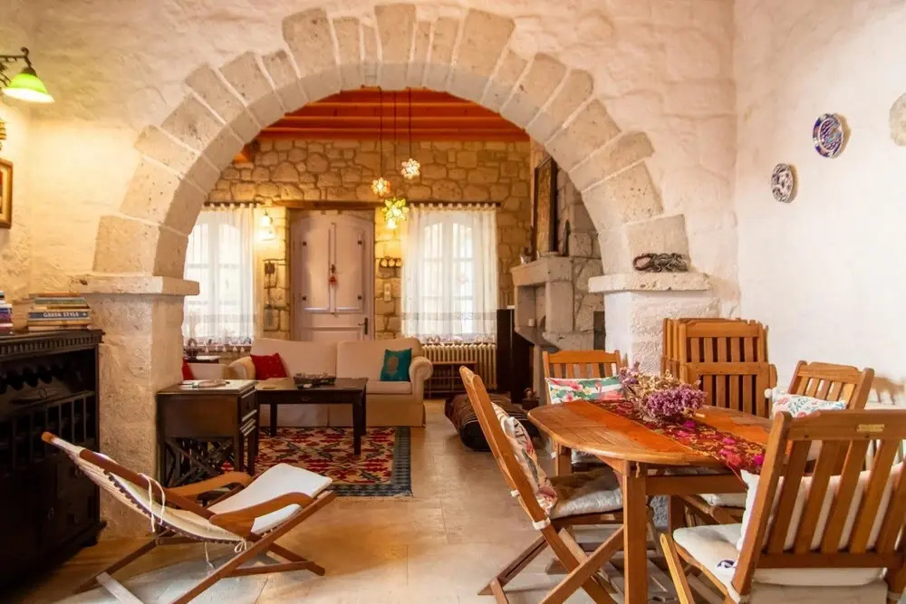 Stonehouse with Backyard and Fireplace in Alacati
