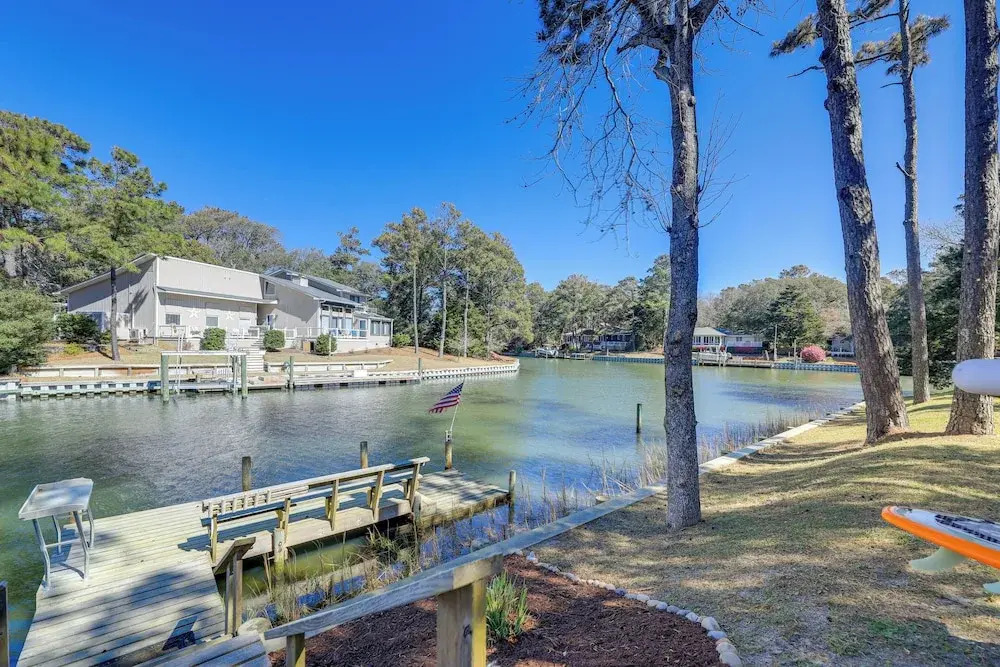 Waterfront Pine Knoll Shores Gem w/ Boat Dock