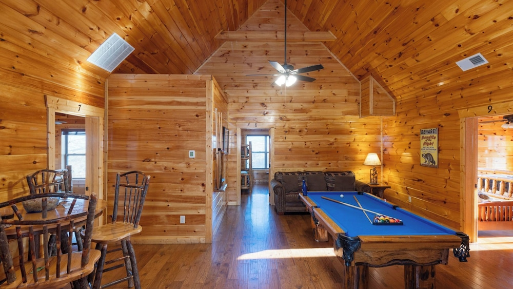 A View for All Seasons Luxe Smoky Mountain Cabin With Hot Tubs Game Room