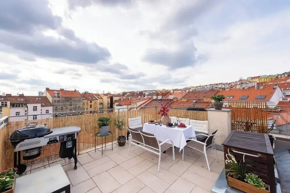 Charming Prague Apartment in Vrovice with Roof Terrace