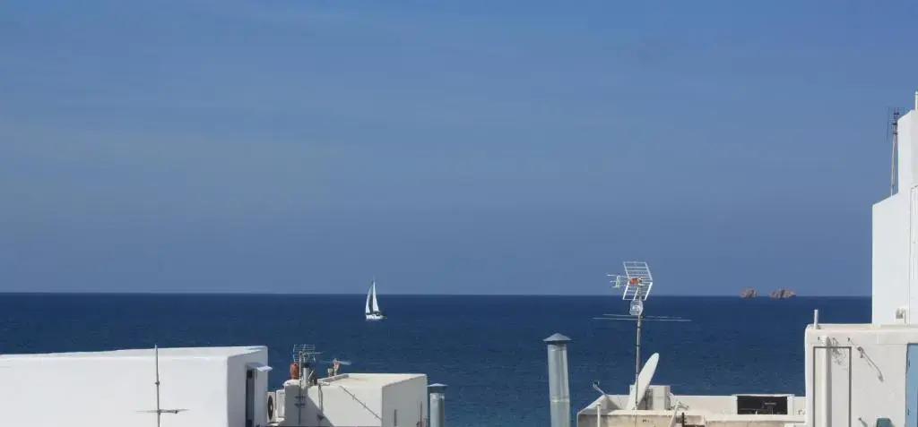 White cycladic town house with sea vew