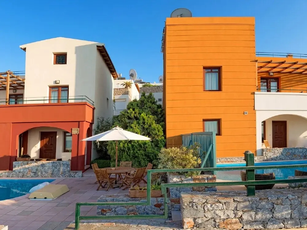Villa with Private Pool & Souda Bay View in Very Nice Village near Chania