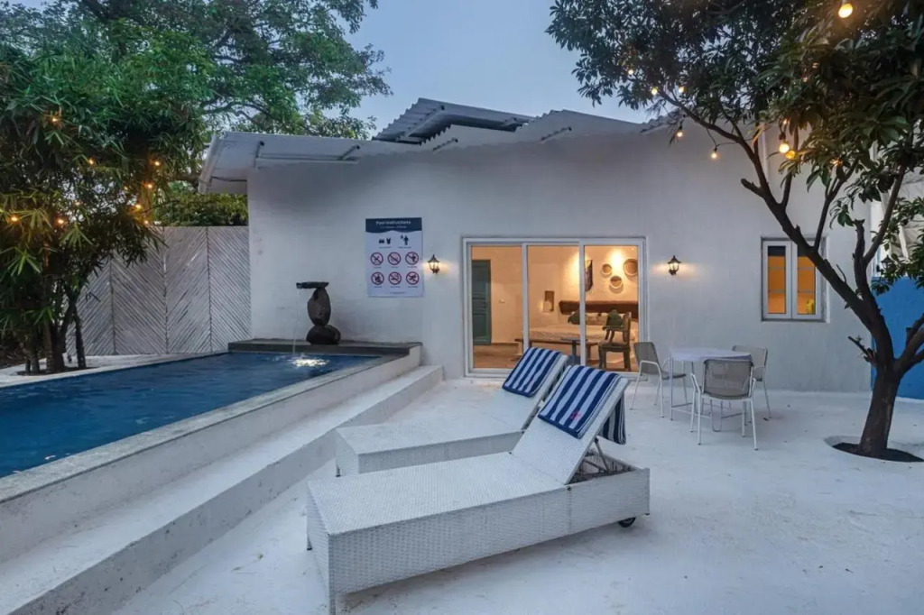 SaffronStays Kairos Zeus, Karjat - Greek style pool villa near Camp Max