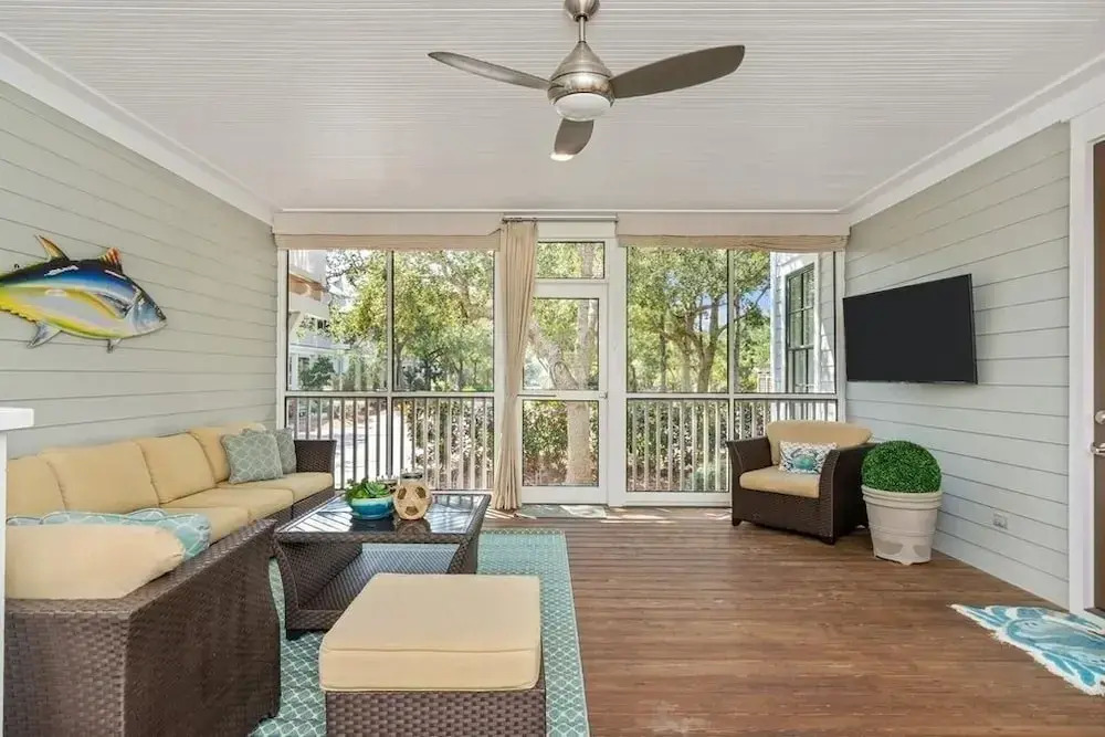 Golf Cart Screened-in Porch & Grill Station Close To Camp Watercolor 4 Bedroom Home by RedAwning