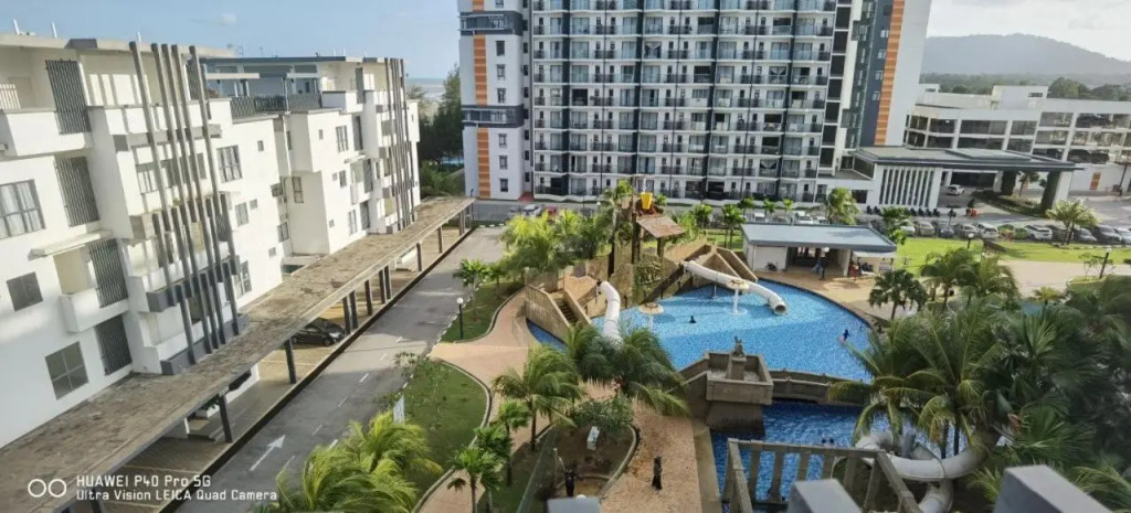 Pool view + water theme park @swiss garden residence