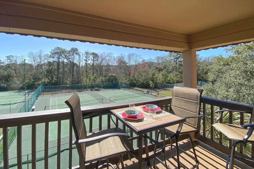 Balcony w/ Tennis Court View: Hilton Head Condo