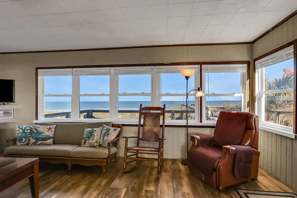 Updated Beachfront Home W/great Beach Views, gas Grill, Multiple Balconies, W/D