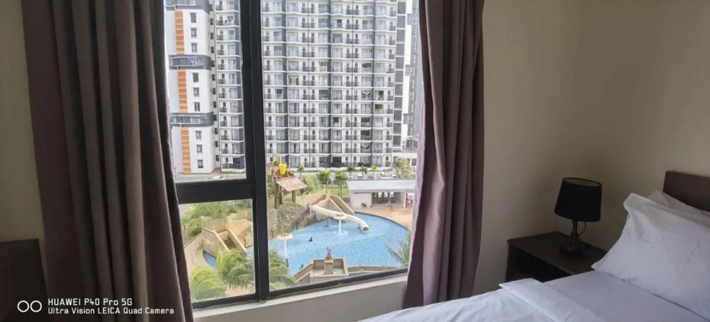 Pool view + water theme park @swiss garden residence