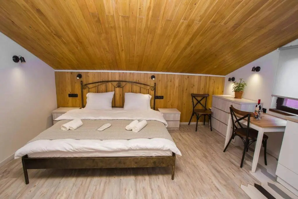 Studio in Old Tbilisi wwooden ceiling