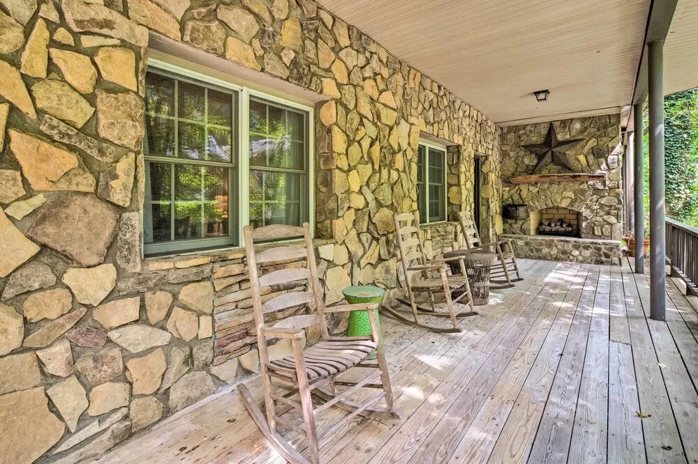 Deck w/ Fireplace: Pet-Friendly Lake Lure Retreat