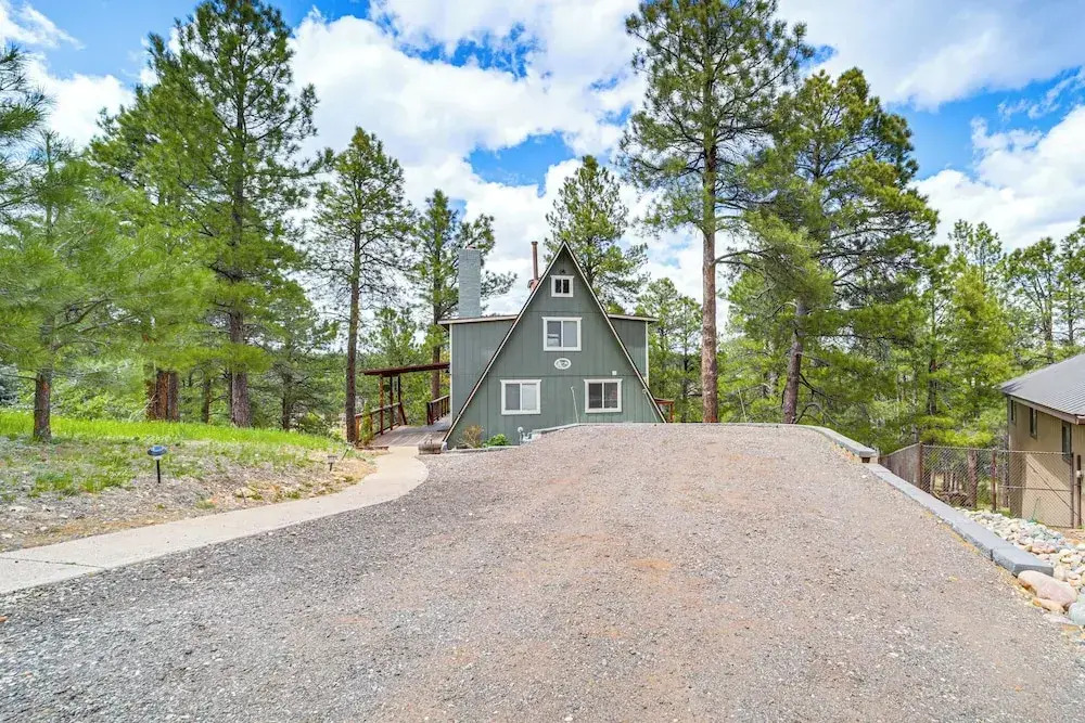 Flagstaff A-Frame Cabin with Deck and Lovely Views!