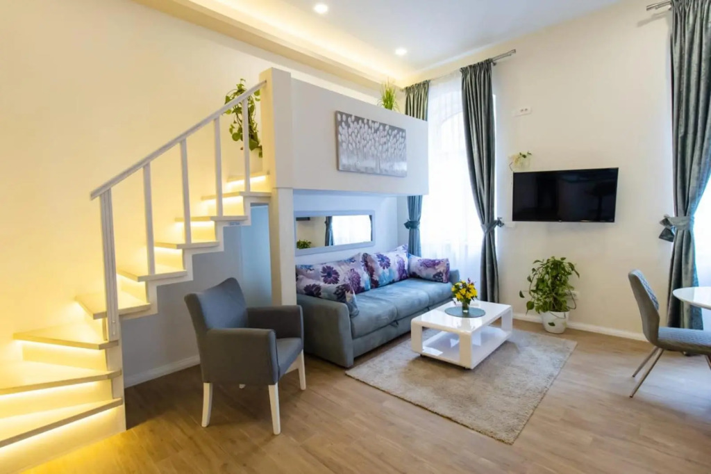 Living room 2 cozy studio apartment in the heart of Zagreb