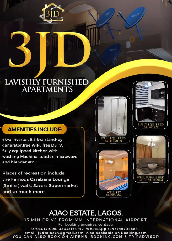 Well furnished 3 bed apartment